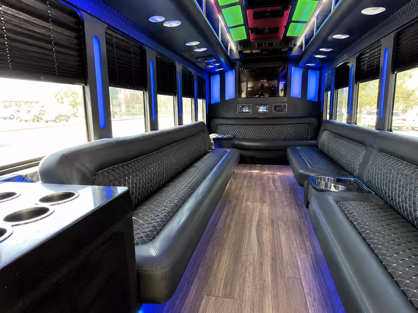 new braunfels 15 passenger party bus inside