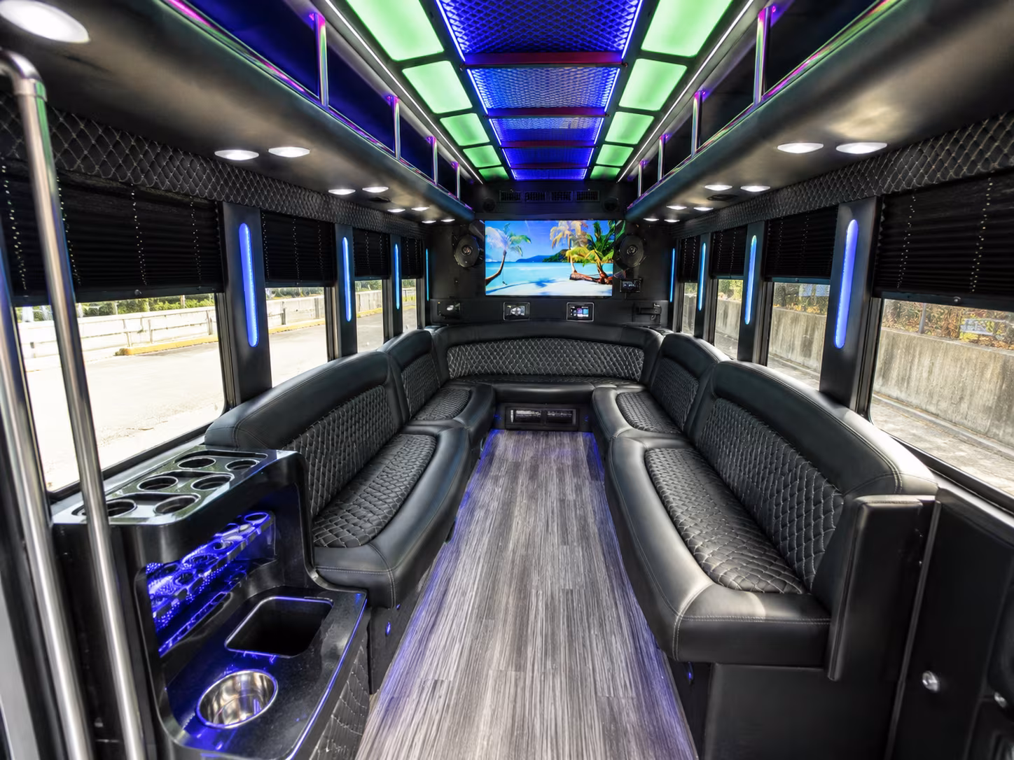 new braunfels 18 passenger party bus inside
