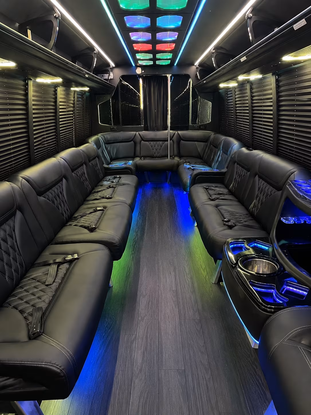 new braunfels 20 passenger party bus interior