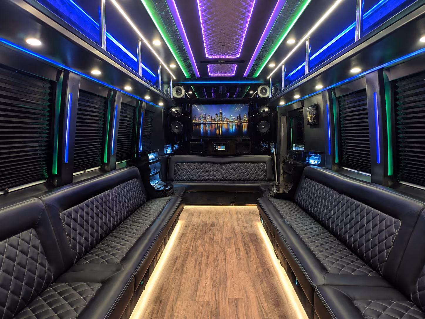 new braunfels 25 passenger party bus interior
