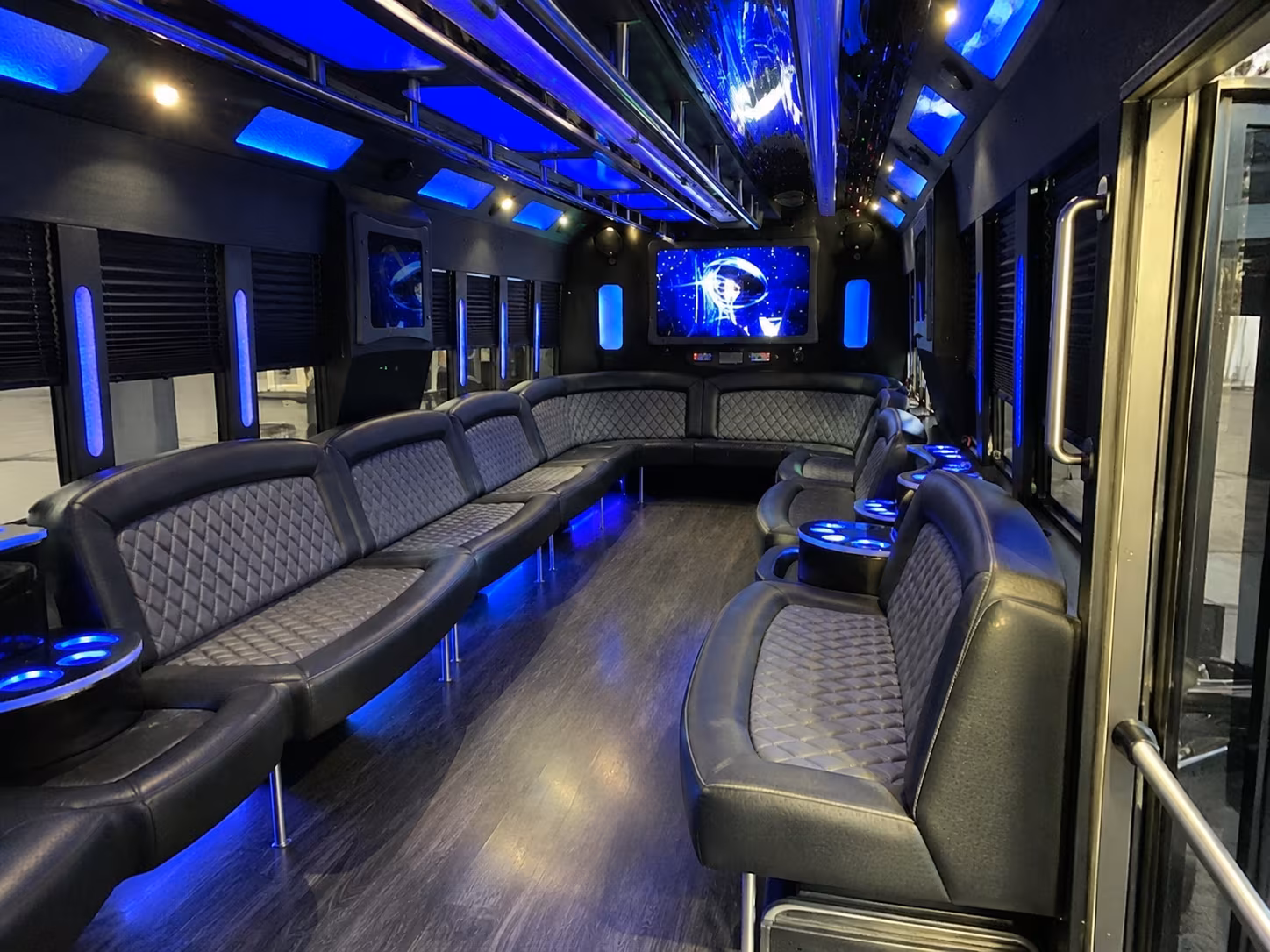 new braunfels 28 passenger party bus interior