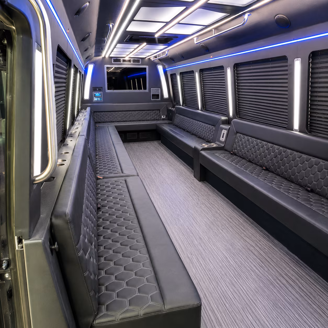 new braunfels 40 passenger party bus interior