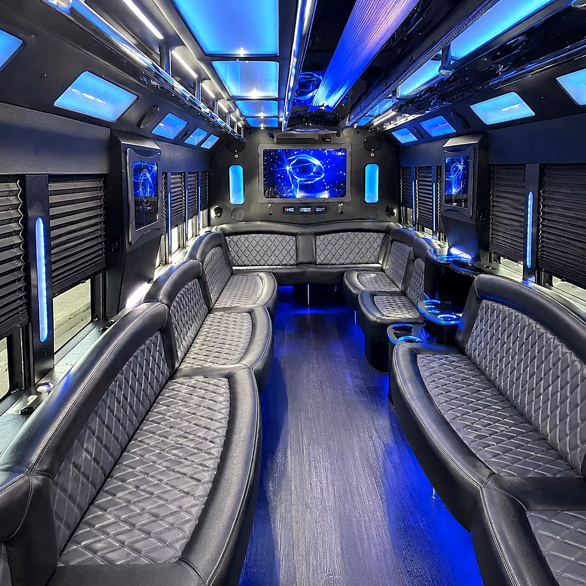 new braunfels 50 passenger party bus interior